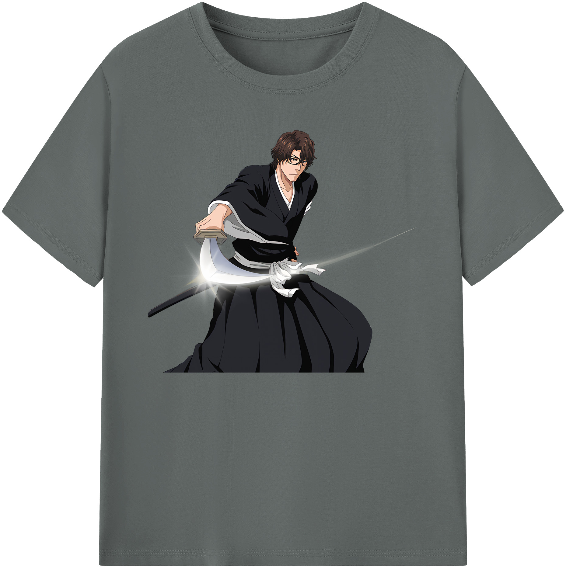（画像用） ブリーチ 藍染 惣右介（あいぜん そうすけ） BLEACH Aizen Sousuke 綿100％ メンズ半袖Tシャツ｜肌触りやわらか＆通気性
